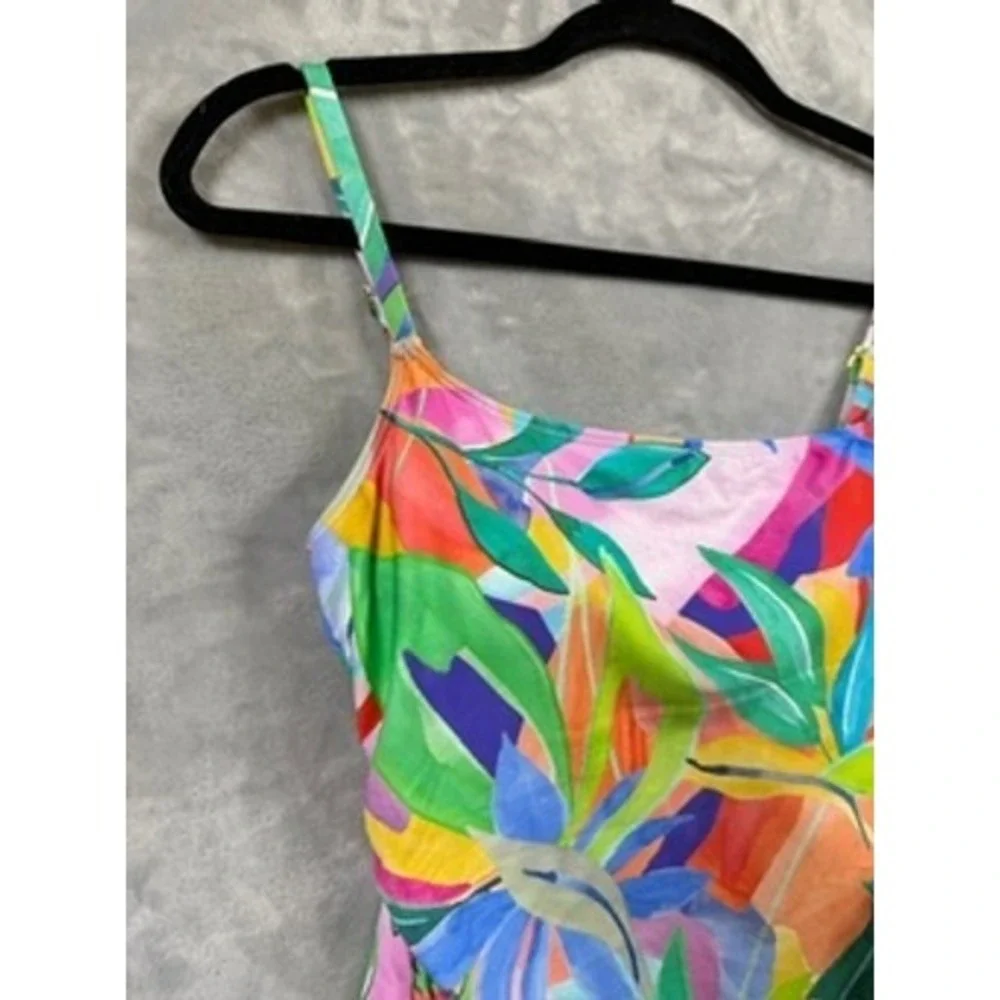 NWT La Blanca Tropi Flage One Piece Swimsuit Tummy Control 8 $120